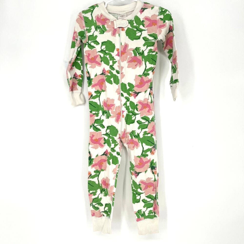 Hanna Andersson Floral Zip Pajamas Size 3